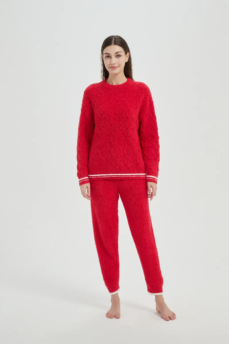 Set de pijamale din fleece pentru femei, roșu, de plus